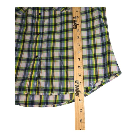 Cowgirl Shirt Womens Sz Medium Sleeveless Plaid Pearl Snap Western Purple Rodeo - Picture 9 of 9